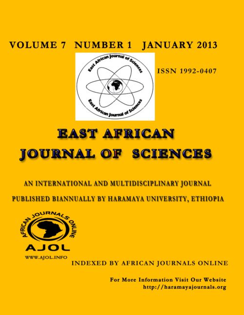 								View Vol. 7 No. 1 (2013): East African Journal of Sciences Vol (7) No 1
							